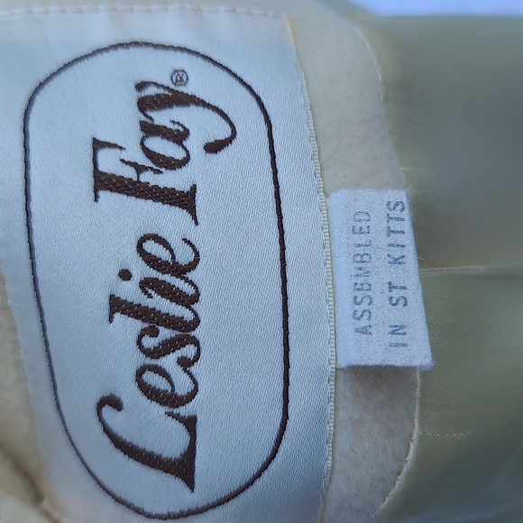 Leslie Fay wool blend cream puffy sleeve coat size 12 vintage - Picture 7 of 10